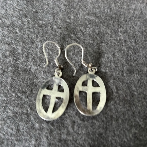 Artisan Sterling Cross Earrings. - Picture 4 of 5